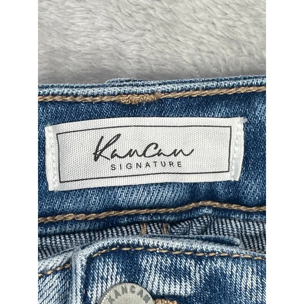 KanCan Signature Mid-Rise Distressed Denim Bermuda Shorts Blue Women Size 31